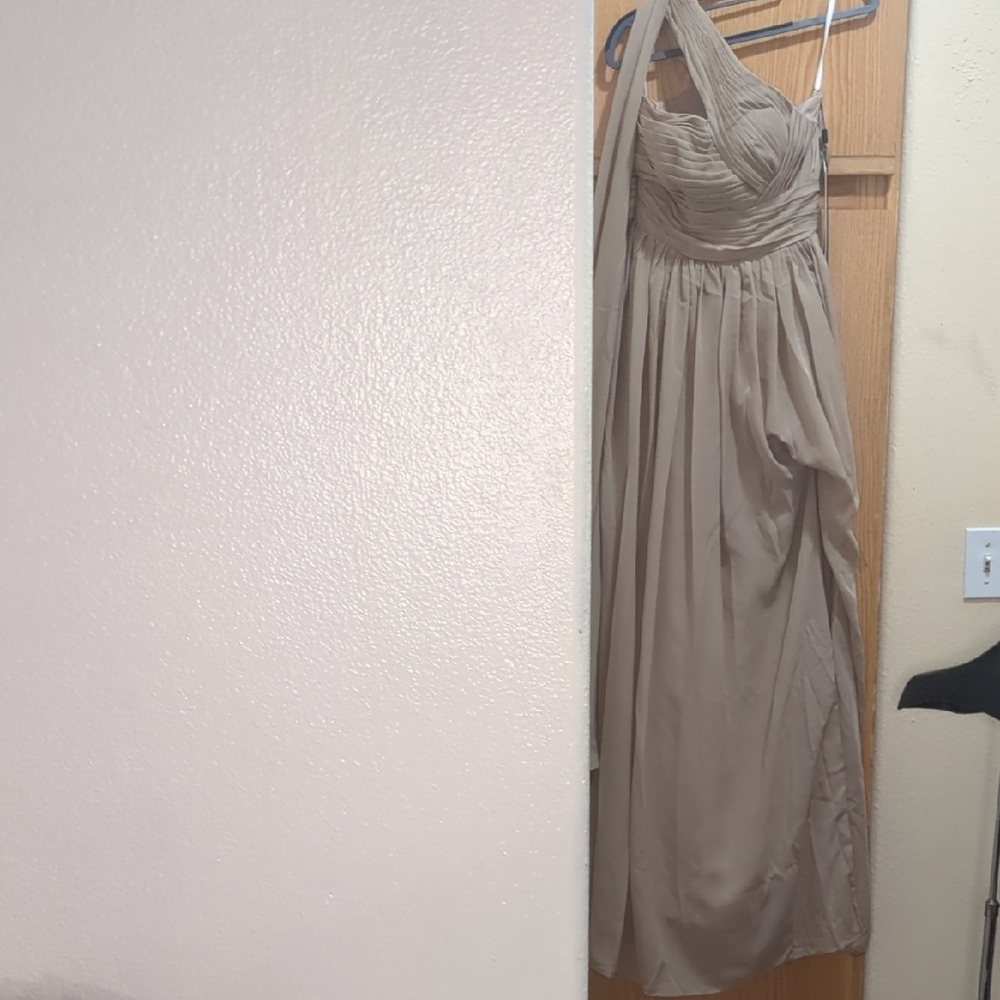 Tan One Shoulder Dress with Elegant Design